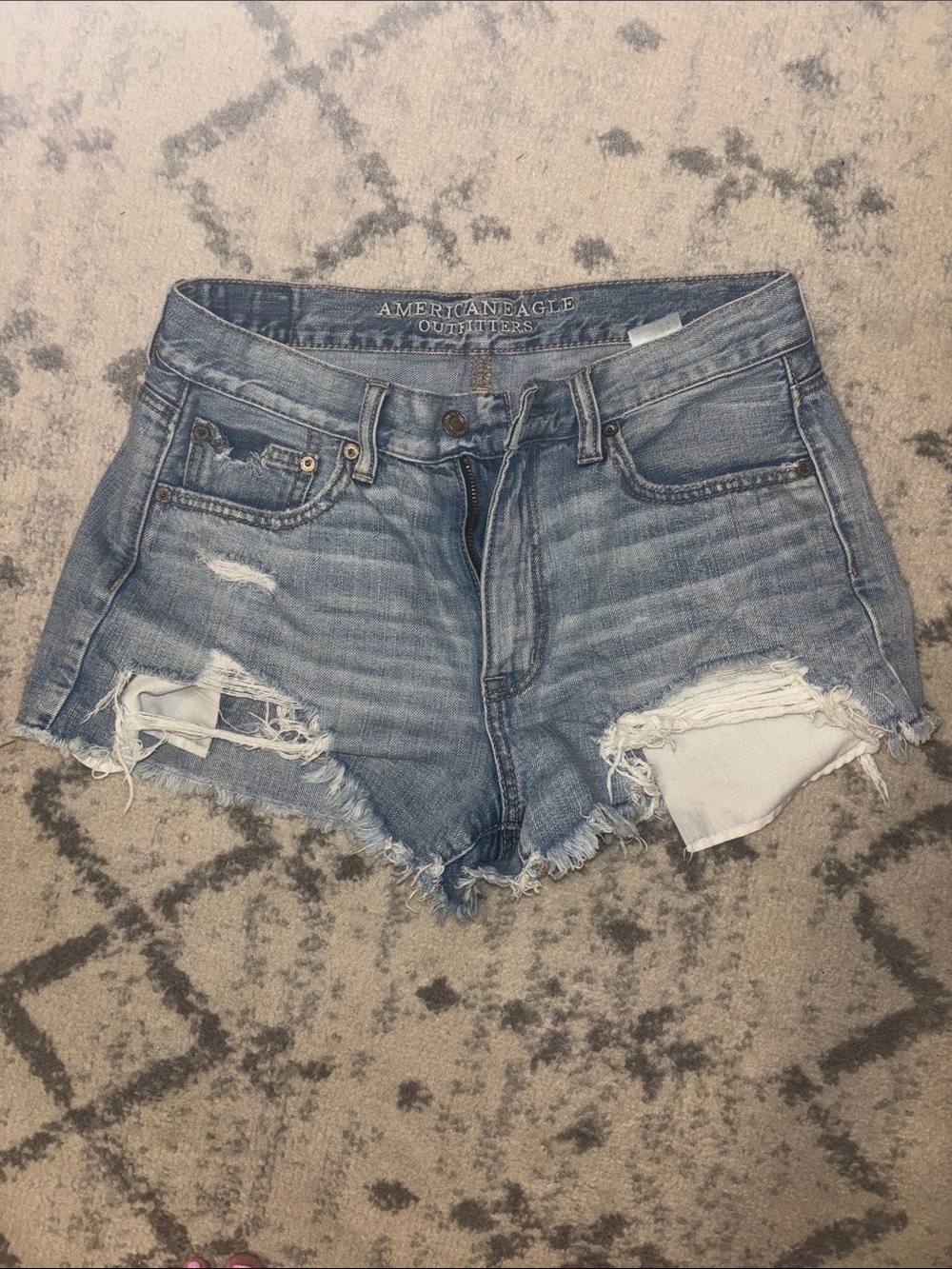 American Eagle Outfitters Light Blue Distressed Denim Cutoff Shorts